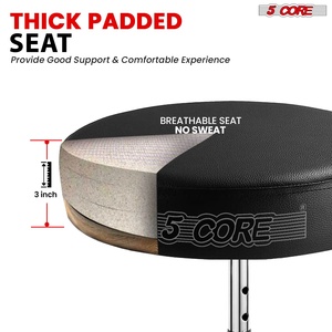 5Core Drum Throne Adjustable Guitar <b>Stool</b> Padded <b>Seat</b> + Drum Practice Pad Snare Drumming Stand - Product Image 5