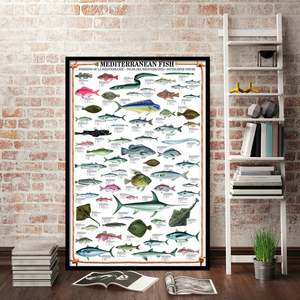 Mediterranean Fish Art Print with 2 <b>Poster</b> Hangers Paper Wall Decorative Hanging Set - Product Image 2
