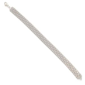 3-Row Honeycomb Pattern Fusion Bracelet 925 Sterling <b>Silver</b> Fine <b>Beaded</b> Design - Product Image 2