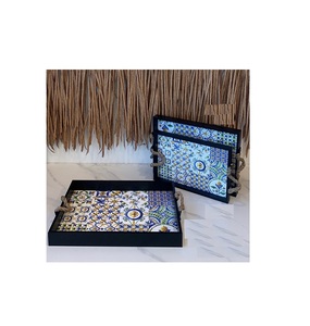 Plateau de service en bois et en aluminium pour le thé et le café Plateau de service exclusif pour les chocolats de qualité pour la maison et l'hôtel - Product Image 5