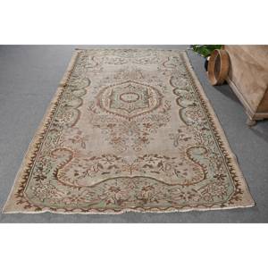 Alfombra turca vintage beige azul 5,3x8,3 pies clásica área grande lana látex Rectangular Patchwork para pasillo habitación alfombra - Product Image 1