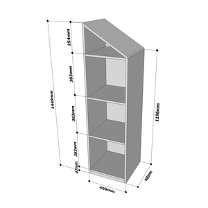 4-Tier Standing Type <b>Bookcase</b> in Natural Wood Color Rubberwood BSS003 - Product Image 5