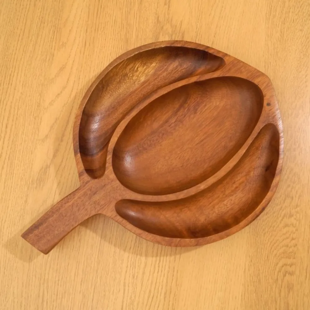 Plato y bandeja de fruta seca de madera hechos a mano Handi, el más nuevo diseño hecho a mano, forma personalizada, plato de comida de gran tamaño