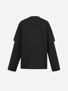 Camiseta de manga larga de estilo sólido transpirable de secado rápido de algodón 100% para hombre, nueva Camiseta de punto de doble capa de peso pesado personalizada - Product Image 2