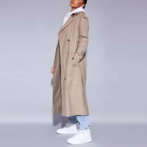 Gabardina de cuero personalizada de alta calidad para mujer, abrigo informal a la moda, el mejor abrigo de calle, chaquetas de manga larga para mujer para niñas - Product Image 2