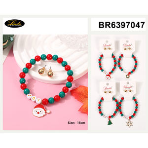 Pulsera de cuentas navideña con dije de Papá Noel, 18 cm, joyería de moda unisex - Product Image 3