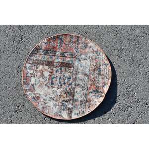 Vintage Turkish 19 X 19ft Oversized Flat Weave Wool Area Rug <b>Red</b> Blue Patchwork Design for Living Room Hallway Decorations <b>Latex</b> - Product Image 3