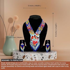 Conjunto de Joyería Étnica Tribal Hecha a Mano para Mujer, Collar con Diseño de Pavo Real, Cuentas Redondas Multicolores de Cristal Lampwork Verde - Product Image 3