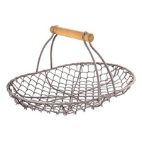Panier à œufs pliable en fil métallique de style ferme vintage avec poignées pivotantes, style antique, en métal et en fer, pour la récolte des fruits, rangement pour la décoration de la maison