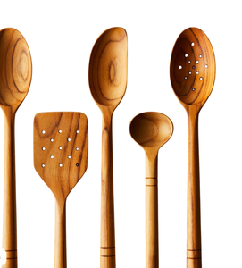 Ensemble de couverts en bois pur avec un design unique fait à la main, parfait pour les ustensiles d'hôtel et les ustensiles de cuisine, ensembles de couverts à usage quotidien - Product Image 4