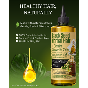 Kit de Soins Capillaires : Huile de Croissance Capillaire aux Herbes de Nigelle et Huile de Biotine 250ml – Traitement pour Cuir Chevelu Irrité et Cheveux Ternes - Product Image 4