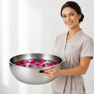 Round Double wall Stainless Steel Pedicure Bowl Handcrafted Foot Spa Basin for Nail Salon Wellness Centres Hotels - Product Image 5