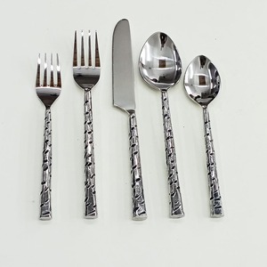 Plat audacieux martelé poignée concepteur Restaurant couverts réutilisables ensemble argenterie en acier inoxydable mariage couverts ensemble - Product Image 4
