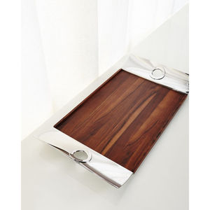 Design accrocheur plateau de service alimentaire en métal et en bois Design unique dernière arrivée plateau de placement de bol fabriqué à la main - Product Image 1