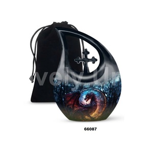 Hot Sale Tear Drop Dragon Master Cremation Adult Urn for Human Ashes Decorative Cross Funeral Urn With Free <b>Velvet</b> <b>Bag</b> - Product Image 6