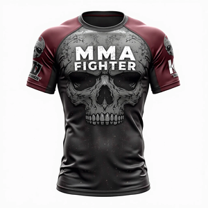 Rashguard pour hommes, MMA, BJJ, surf, avec logo personnalisé, impression numérique, manches courtes, respirant, séchage rapide - Product Image 4