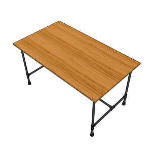 โต๊ะไม้ไผ่สำหรับห้องนั่งเล่น/โต๊ะรับประทานอาหาร 80x140 ซม. พร้อมขาแบบท่อ ชุดบาร์ในบ้านและสำนักงานแบบประกอบสำเร็จ - Product Image 4
