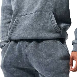 Venta al por mayor Diseña tu propio chándal lavado ácido más vendidos personalizados hombres lavado ácido pulóver chándal Set2026 - Product Image 4