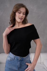 เสื้อถักคอปาดไหล่สำหรับผู้หญิง เนื้อผ้าริบ ระบายอากาศได้ดี มีสไตล์และสวมใส่สบาย คุณภาพสูง ผลิตแบบ OEM - Product Image 4