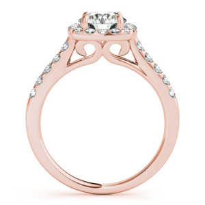 Anillo de Compromiso de Oro Rosa de 14K con Halo de Diamantes Cuadrados de 0.38ct, Elegante Anillo de Bodas - Product Image 1