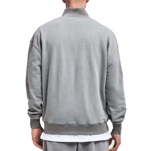 Sudadera con Capucha Personalizada con Logotipo Bordado, Unisex, de Algodón, Estilo Vintage, Lavada, con Media Cremallera, Talla Grande, Fabricante OEM - Product Image 3