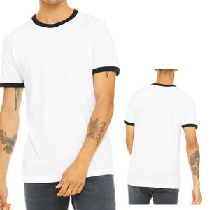 Fábrica al por mayor personalizado bordado Ringer Tee patrón sólido poli-algodón camisetas con impresión digital personalizable - Product Image 1