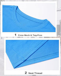 Camiseta de promoción para mujer de talla grande con cuello redondo y manga corta color azul cielo sólido 100% algodón con diseño OEM hecho a medida de Bangladesh - Product Image 5