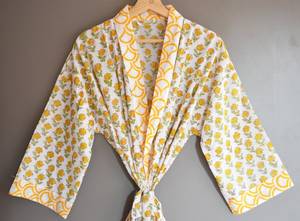 Unisex Printed <b>Kantha</b> <b>Jacket</b> for Fashion Cotton Fabric Long Sleeve Bohemian Long Coat With Belt - Product Image 4