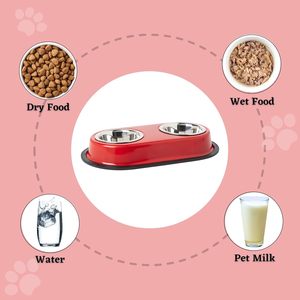 200ml <b>Metal</b> Dual Food & Water <b>Bowls</b> for <b>Dogs</b> and Cats Pet Feeder Detachable Double Dinner Stainless Steel <b>Dog</b> <b>Bowl</b> Set - Product Image 3