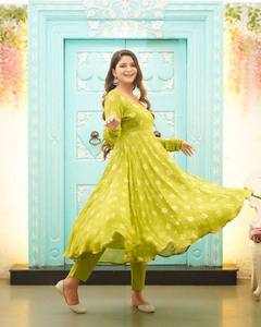 ชุด anarkali อินเดียและปากีสถานปักลายเครื่องบินนกแก้วนีออนดีไซน์ล่าสุด - Product Image 5