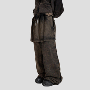 Trendy Fashion Sweat Trouser Custom Men Loose Baggy Sweat Trousers 100% Cotton Faded <b>Black</b> Oversized Skate Fit OEM Sweat pant - Product Image 1