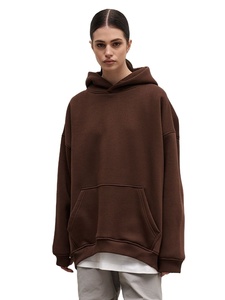 Sudadera con capucha OEM personalizada de lona de alta calidad para mujer, cuello redondo, manga larga, hombro caído bordado, insignia frontal - Product Image 3