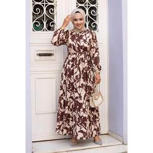 Vestido hiyab estampado hiedra marrón - Product Image 1