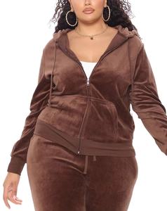 Survêtement d'automne en velours pour femmes Survêtement à capuche Crop Lounges Sets Rhinestone Heavyweight Velour Sweatsuit Tracksuits Two Piece Sets 2026 - Product Image 6