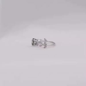 แหวนหมั้นชุบทอง14K แหวนแฟนซีสีเขียวกลมดีไซน์ทันสมัยสำหรับผู้หญิง - Product Image 4