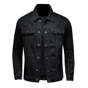 Veste en jean noire de qualité supérieure pour homme Vêtements d'extérieur élégants à boutons avec délavé Veste en jean décontractée durable pour homme - Product Image 1