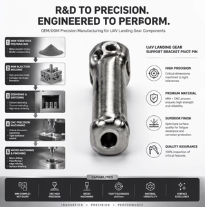 Componentes de tren de aterrizaje MIM personalizados para drones, soporte de moldeo por inyección de metal OEM de alta precisión, pivote para UAV - Product Image 1