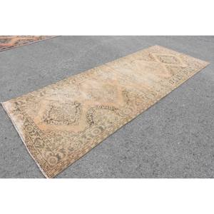 Alfombra Turca Clásica Vintage Hecha a Mano Ecológica Beige Marrón Lana Pila Media Patchwork Diseño 4x12ft Rectangular Pasillo Adolescente - Product Image 3