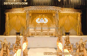 Al Aire Libre Punjabi Boda Mandap Configuración Sikh Punjabi Boda Triple Polo Mandap Sikh Ceremonia DE BODA Top Triple Polo Mandap EE. UU. - Product Image 3