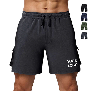 Summer Men's High Street Style 100% Cotton Elastic Waist Solid <b>Cargo</b> Shorts with Quick Dry Breathable Windproof Features - Product Image 1