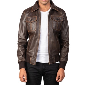 Vestes en cuir 100% coton personnalisées de qualité supérieure pour hommes Veste en cuir coupe-vent délavé pour hommes - Product Image 5