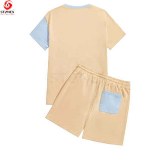 ชุดเสื้อผ้ากีฬาสำหรับผู้ชายเสื้อยืดสองชิ้นและกางเกงขาสั้นแขนสั้นระบายอากาศได้ดีชุดฤดูร้อนออกแบบได้ตามต้องการ - Product Image 2