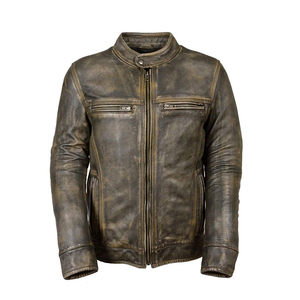 Veste en cuir classique de coupe ajustée de haute qualité pour hommes avec fermeture à glissière de couleur personnalisée à la mode Design à capuche Nouvel hiver - Product Image 4