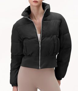 OEM Women's Quilted Winter Jacket <b>Warm</b> Quick-Dry <b>Waterproof</b> Crop Top Puffer Bomber Style Nylon Zipper Bubble <b>Coats</b> for <b>Ladies</b> - Product Image 4