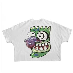 Nouveau Style mode 100% coton T-Shirt sérigraphie 2 panneaux recadrée surdimensionné goutte épaule Boxy Fit Street Wear - Product Image 3