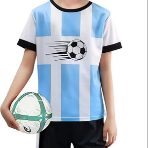 <b>Retro</b> Boys Soccer Suit 100% Polyester Short Sleeve Solid Pattern Automated Cutting Front Logo Set OEM Service Stylish Design - Product Image 1