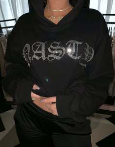 Sweat-shirt à capuche en molleton personnalisé avec broderie et strass, fermeture éclair, streetwear, pour taille plus, unisexe, 100% coton, écologique, pour l'hiver - Product Image 2