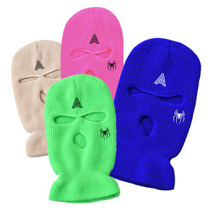 หมวกไหมพรมเต็มหน้า3รูสำหรับใส่เล่นสกีหน้ากากไหมพรมหมวกหน้ากากสกีถักแบบถักโลโก้ออกแบบได้ตามต้องการ - Product Image 2