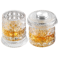 Verre à whisky rotatif 360° de luxe en cristal gravé de diamants, gobelet haut de gamme taillé à la main avec base pivotante