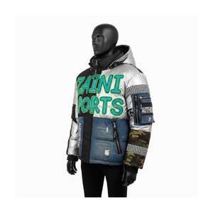 Veste matelassée élégante, tissu en nylon et polyester matelassé de qualité supérieure, veste matelassée à broderie d'appliques personnalisée à panneaux multicolores pour homme - Product Image 3